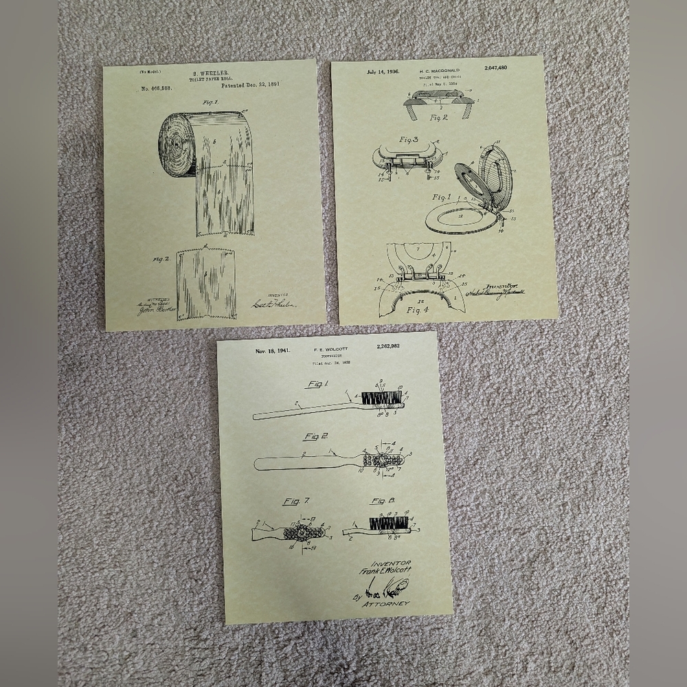 Vintage Patent Art Prints Set